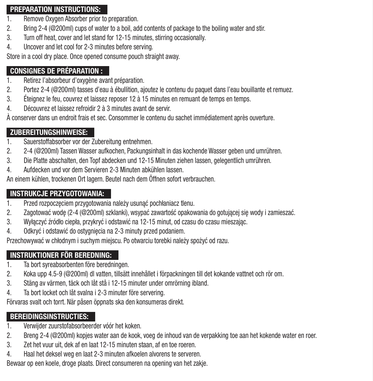 28 portions de petit-déjeuner et d'entrée lyophilisés, DryBag, jusqu'à 25 ans