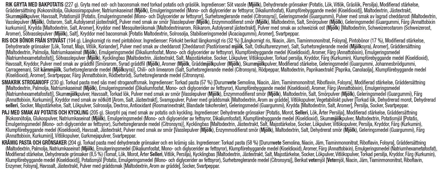 Entrée de 60 portions, repas végétariens lyophilisés, jusqu'à 25 ans