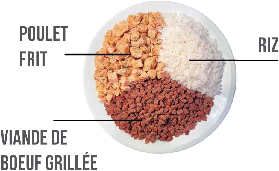 Seau de 80 portions de viande et de riz, lyophilisé, jusqu'à 15 ans