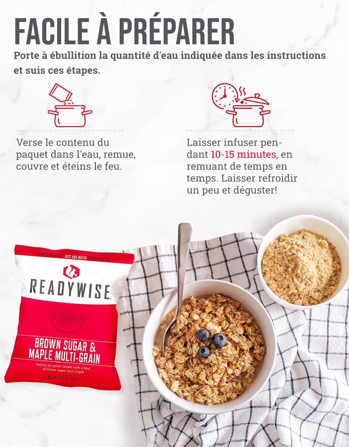 Petit-déjeuner de 120 portions, repas végétariens lyophilisés, jusqu'à 25 ans