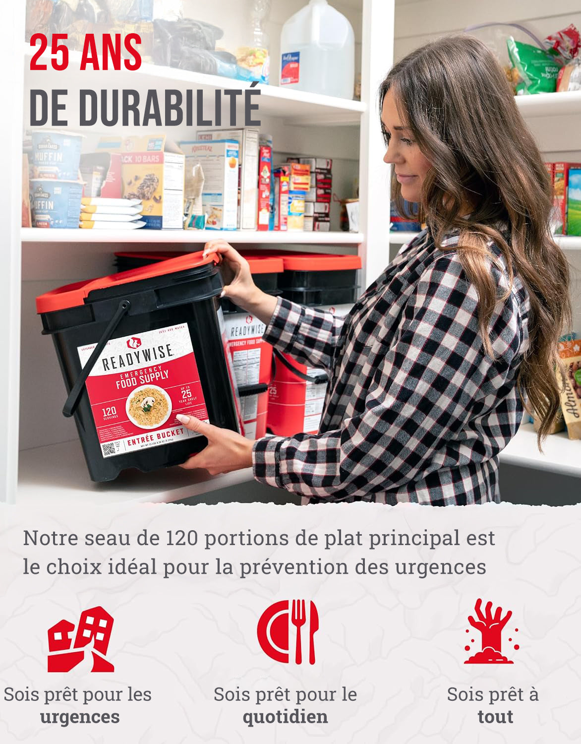 Entrée de 120 portions, repas végétariens lyophilisés, jusqu'à 25 ans