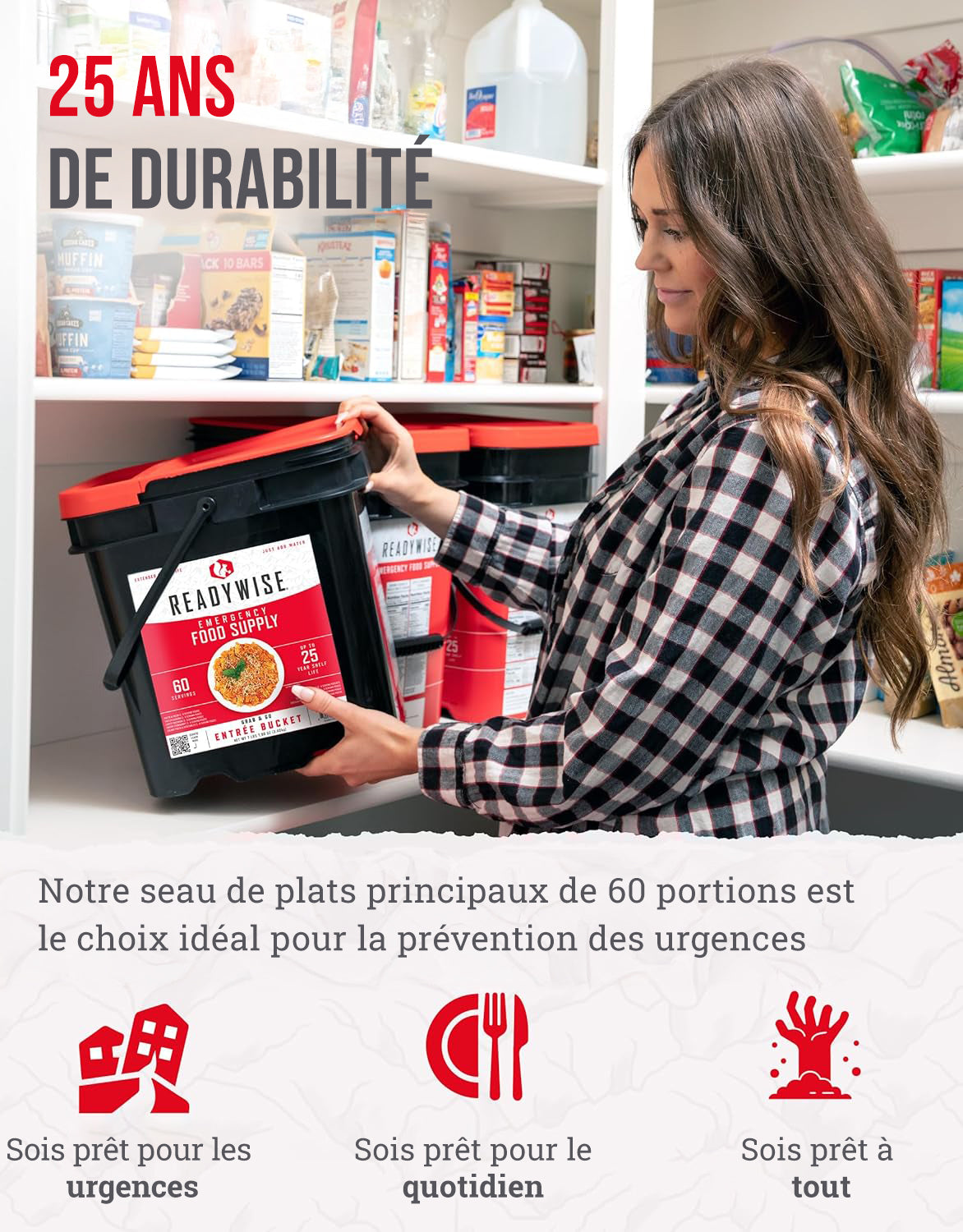 Entrée de 60 portions, repas végétariens lyophilisés, jusqu'à 25 ans