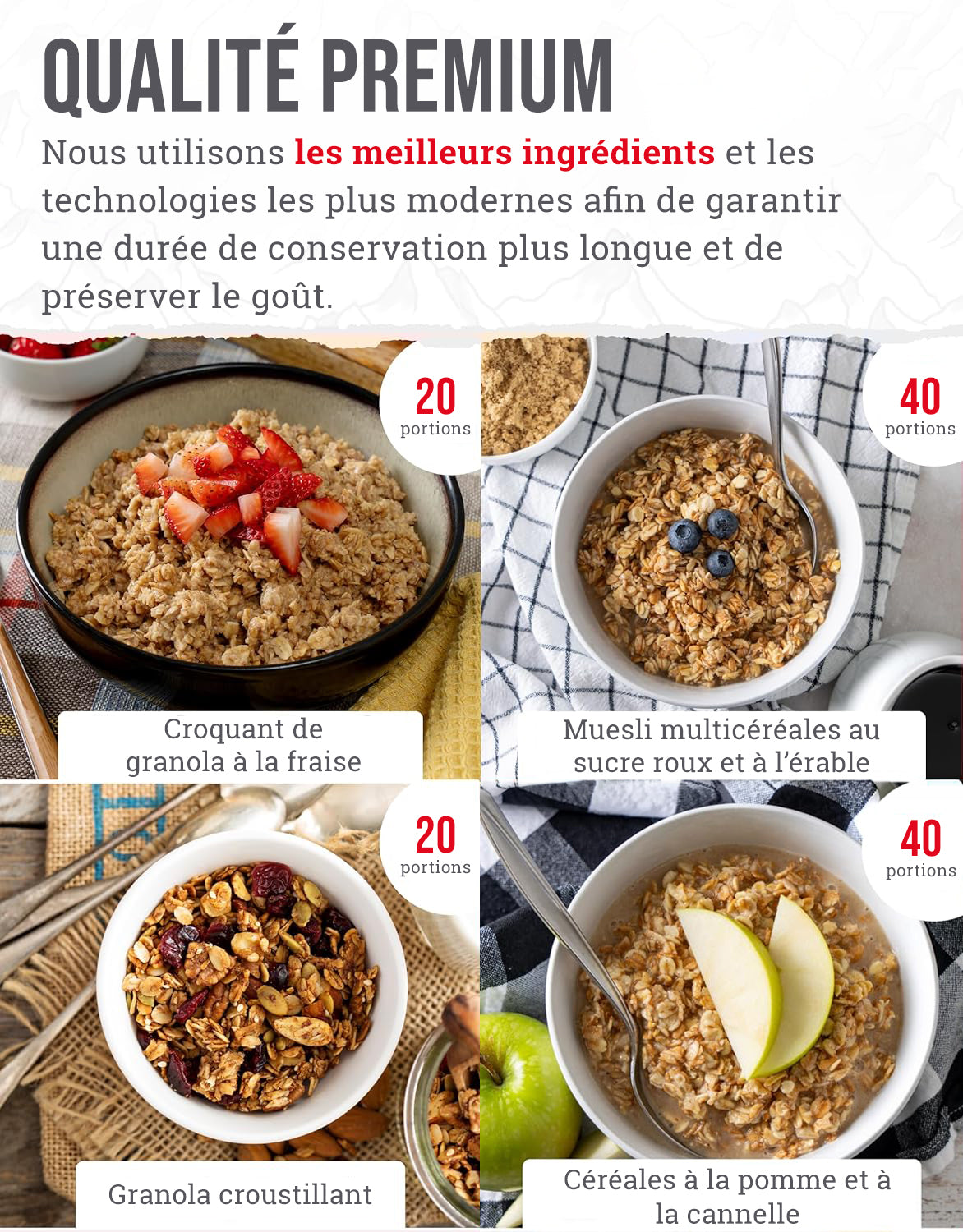 ReadyWise – Seau 120 portions petit-déjeuner, granola & muesli, lyophilisé, jusqu'à 25 ans de conservation