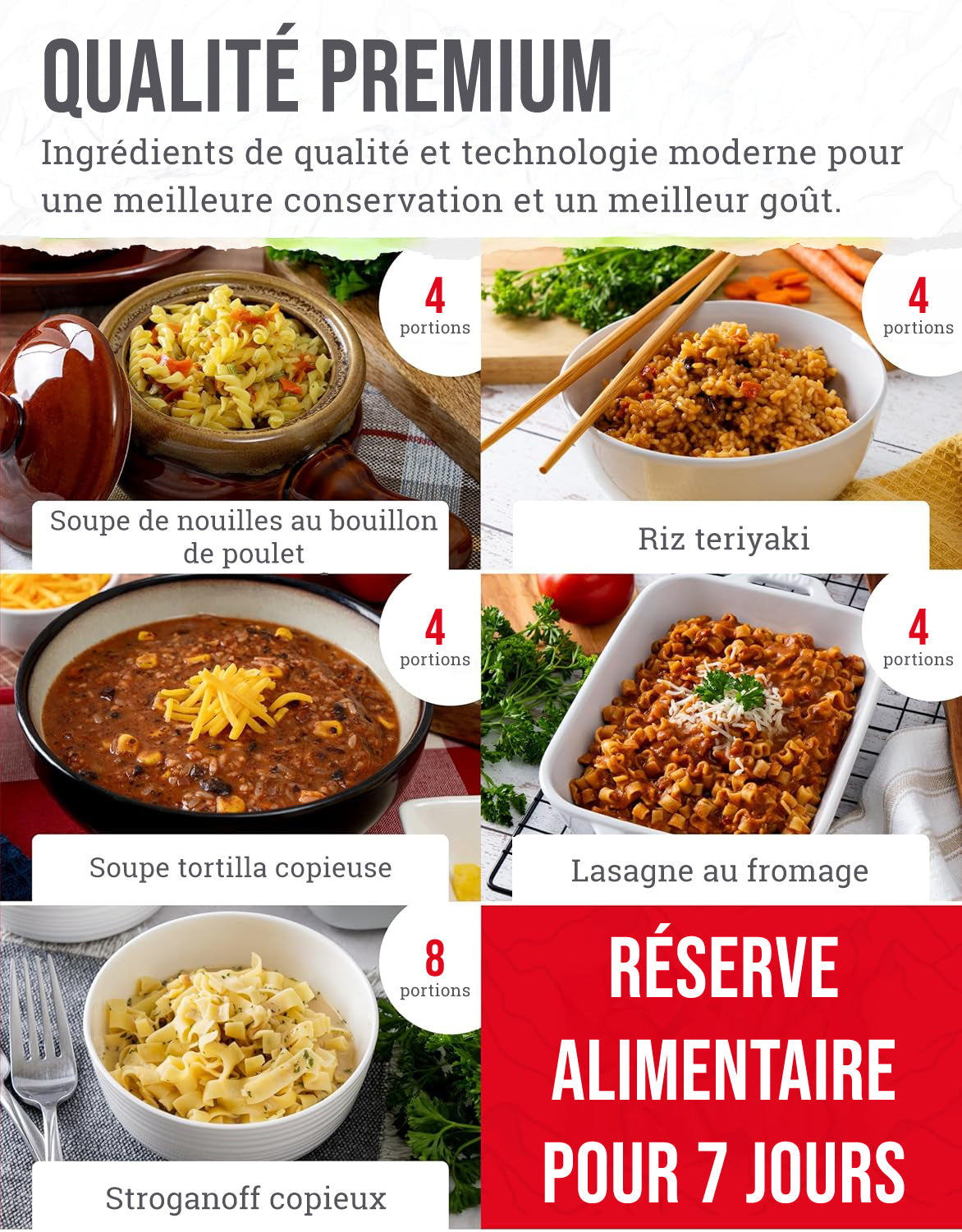 ReadyWise – Seau 60 portions déjeuner & dîner, 13 recettes lyophilisées, jusqu'à 25 ans de conservation