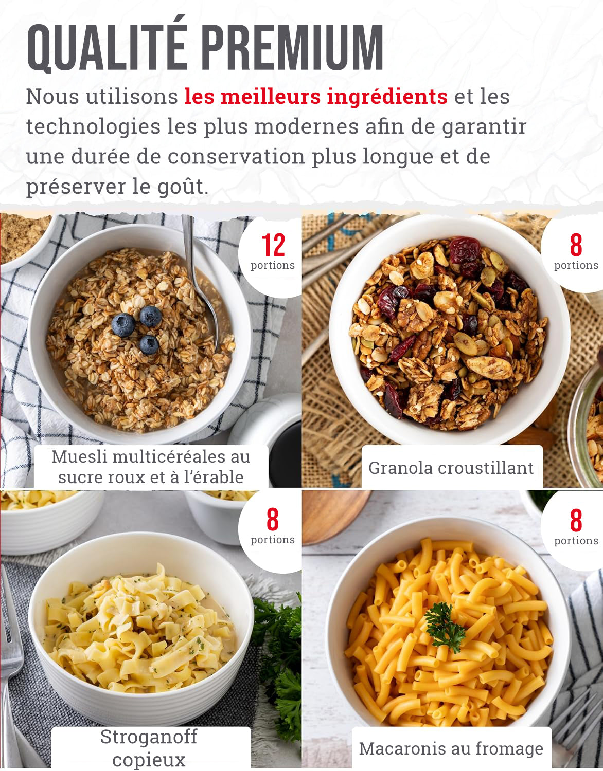 ReadyWise – Sac étanche 60 portions, petit-déjeuner, déjeuner & dîner, lyophilisé, nourriture d'évacuation, jusqu'à 25 ans de conservation