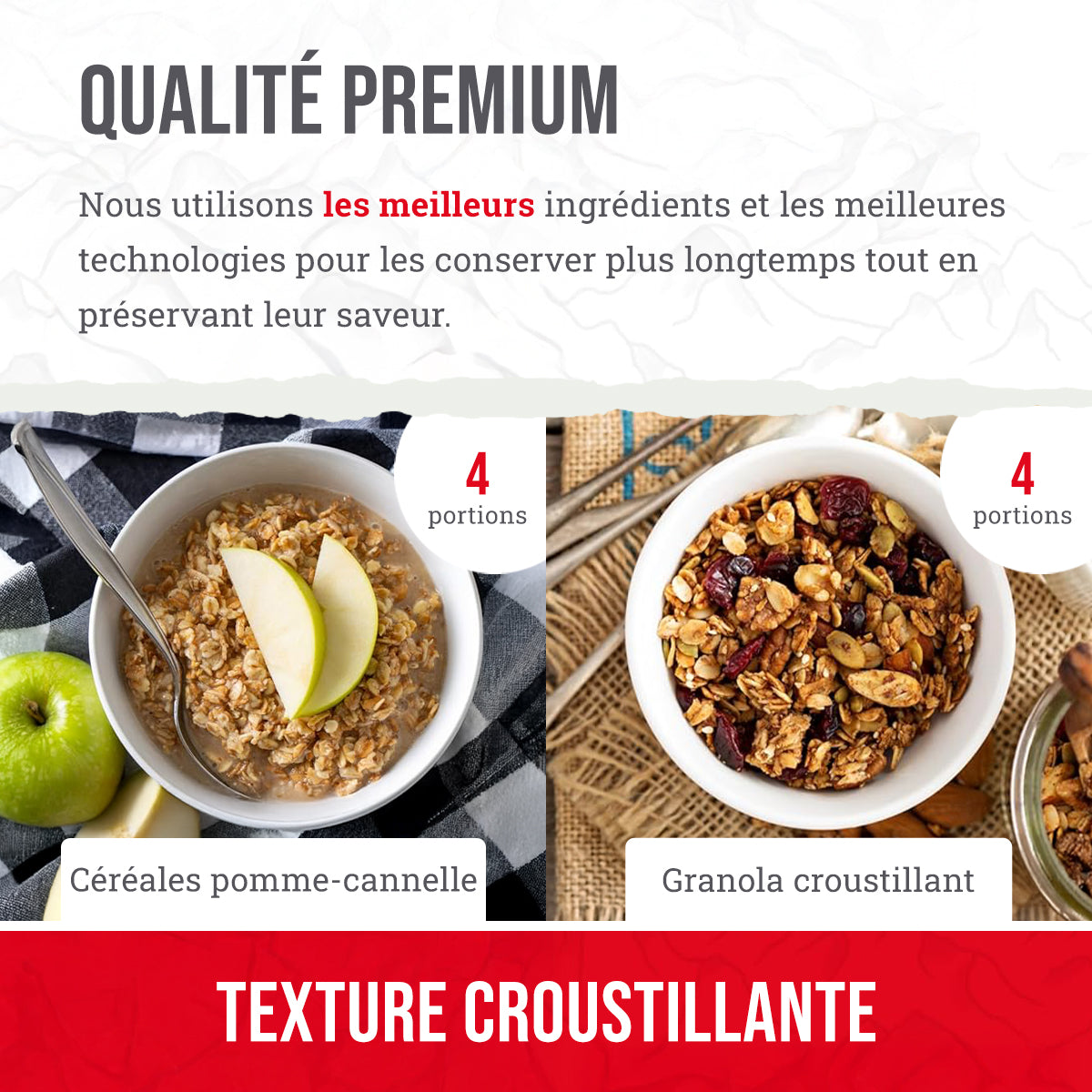 28 portions de petit-déjeuner et d'entrée lyophilisés, DryBag, jusqu'à 25 ans