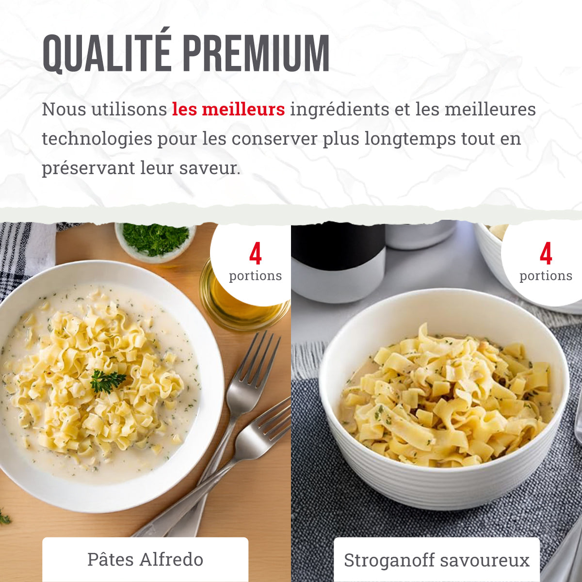 28 portions de petit-déjeuner et d'entrée lyophilisés, DryBag, jusqu'à 25 ans